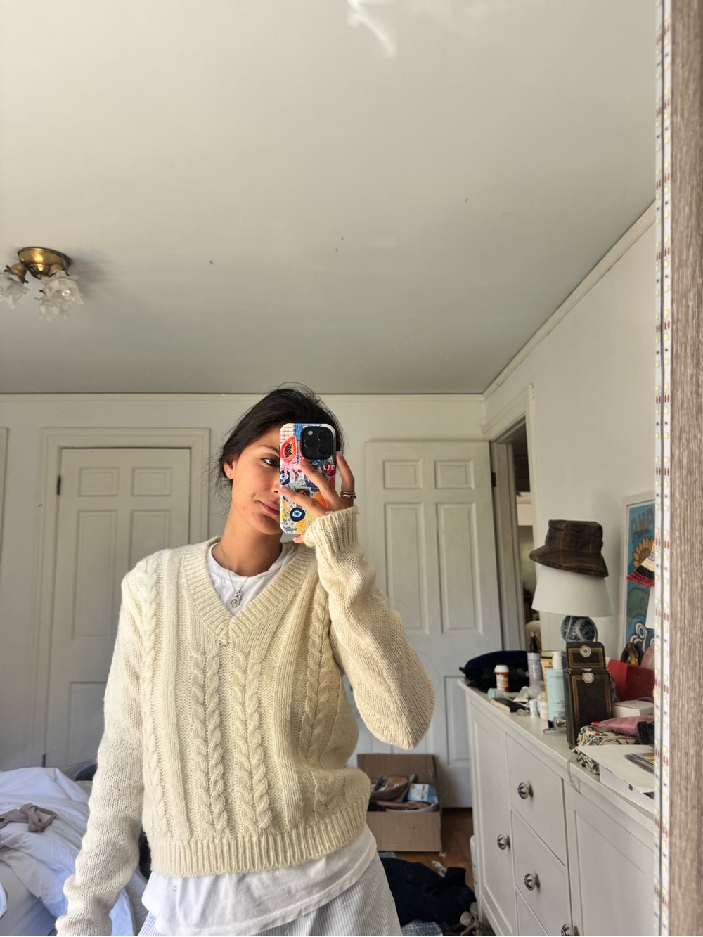 Brandy Melville Cream cable knit sweater